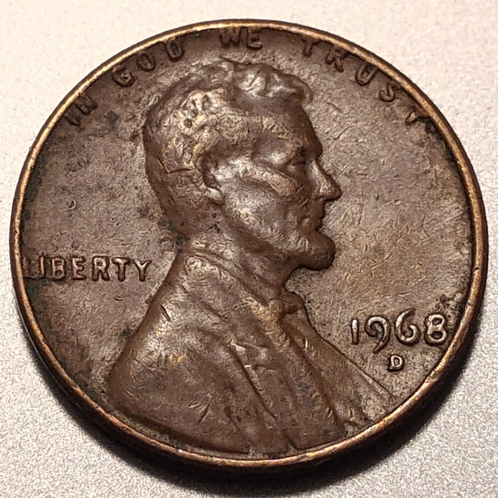1968 D Lincoln Penny Letters Touch The Rim Circulated
